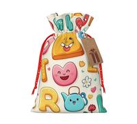 Gjgdbxdw Christmas Gift Bags with Lovely Cartoon English Letters Print,Drawstring Gift Bag for Storing Candies and Snacks for Festivals Small