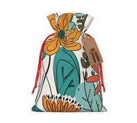 Gjgdbxdw Christmas Gift Bags with Novelty Boho Abstract Flowers Print,Drawstring Gift Bag for Storing Candies and Snacks for Festivals Small