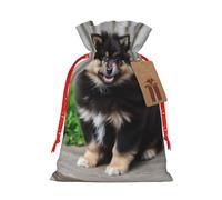 Gjgdbxdw Christmas Gift Bags with Pomeranians Puppies Print,Drawstring Gift Bag for Storing Candies and Snacks for Festivals Small