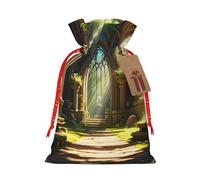 Gjgdbxdw Christmas Gift Bags with Sunlit Sanctuary Print,Drawstring Gift Bag for Storing Candies and Snacks for Festivals