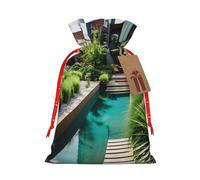 Gjgdbxdw Christmas Gift Bags with Urban Oasis Print,Drawstring Gift Bag for Storing Candies and Snacks for Festivals