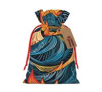 Gjgdbxdw Christmas Gift Bags with Water And Fire Pattern Print,Drawstring Gift Bag for Storing Candies and Snacks for Festivals Medium