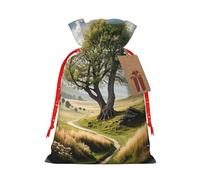 Gjgdbxdw Christmas Gift Bags with Whispering Winds Print,Drawstring Gift Bag for Storing Candies and Snacks for Festivals