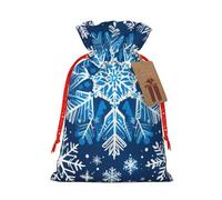 Gjgdbxdw Small Christmas Gift Bags with Blue christmas snowflake Print,Drawstring Gift Bag for Storing Candies and Snacks for Festivals