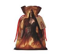 Gjgdbxdw Small Christmas Gift Bags with Fire DVD Print,Drawstring Gift Bag for Storing Candies and Snacks for Festivals