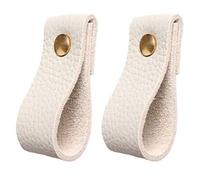 GJGHKLHL Cabinet Handle Knobs,Leather, 2 pcs .6" Drawer Pulls Mordern Cupboard Single Hole, Hardware for Kitchen, Living Room Handles (Color : White(White Gray)
