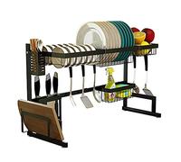 GJGHKLHL dish drainer， Dish Rack Over The Sink Drying Black 201 Stainless Steel Kitchen Drain Tableware Drainer Organizer mesa