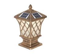 GJGHKLHL Post Lights， Sol Power La Po Lig Black/Ru Go Gr Lampsha Colu Farmhou Outdo Light Gard Mou Landsca Lantern(Bronze,25CM)