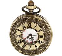 GJGHKLHL Vintage Roman Number Quartz Steampunk Pocket Watch with Chain for Men Birthday Christmas Gifts(White)