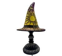 GJGSW Oversized 11.81in Witch LED Hat Lamp Stained Glass, Handmade Gothic Witch Hat Night Light Suitable for Indoor Party & Spooky Outdoor Halloween Decoration,Ideal for Witchcraft Gifts(Purple)