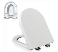 GJGZYY Toilet Seat with Slow Close Adjustable Hinge, Urea Formaldehyde D-Shaped Toilet Seats, Soft Close Toilet Seat, Quick-Release, Easy to Install Also Easy to Clean, Never Loosen, White,02C