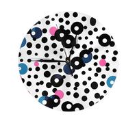 GJHKSSVB 10 Inch Round Wall Clock, Silent Non-Ticking Clock Battery Operated Decorative Wall Clocks for Living Room, Kitchen, Bathroom, Bedroom, and Office,White Polka Dot