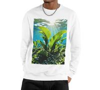 GJHKSSVB Green Sea Blue Seaweed Men'S Sweatshirt Casual Long Sleeve Pullover Black Fall Winter Warm Sweatshirts Fashion Pullovers, White, X-Large-4X-Large