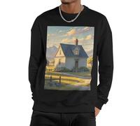 GJHKSSVB House On The Prairie Men'S Sweatshirt Casual Long Sleeve Pullover Black Fall Winter Warm Sweatshirts Fashion Pullovers, Black, Large-4X-Large