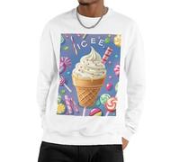 GJHKSSVB Ice Cream And Candy Men'S Sweatshirt Casual Long Sleeve Pullover Black Fall Winter Warm Sweatshirts Fashion Pullovers, White, Small-4X-Large