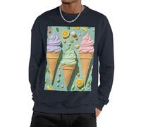GJHKSSVB Many Colored Ice Cream Men'S Sweatshirt Casual Long Sleeve Pullover Black Fall Winter Warm Sweatshirts Fashion Pullovers, Navy Blue, Small-4X-Large