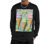 GJHKSSVB Many Colored Ice Cream Men'S Sweatshirt Casual Long Sleeve Pullover Black Fall Winter Warm Sweatshirts Fashion Pullovers, Black, Small-4X-Large