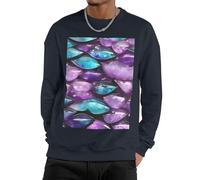 GJHKSSVB Mermaid Pastel Pink Purple Aqua Men'S Sweatshirt Casual Long Sleeve Pullover Black Fall Winter Warm Sweatshirts Fashion Pullovers, Navy Blue, Medium-4X-Large