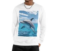 GJHKSSVB Ocean Dolphin Looking At You Men'S Sweatshirt Casual Long Sleeve Pullover Black Fall Winter Warm Sweatshirts Fashion Pullovers, White, Large-4X-Large