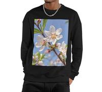 GJHKSSVB Peach Flowers Image Men'S Sweatshirt Casual Long Sleeve Pullover Black Fall Winter Warm Sweatshirts Fashion Pullovers, Black, XX-Large-4X-Large