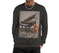 GJHKSSVB Piano Violin Music Notes Men'S Sweatshirt Casual Long Sleeve Pullover Black Fall Winter Warm Sweatshirts Fashion Pullovers, Deep Heather, X-Large-4X-Large