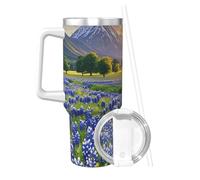 GJHKSSVB Texas Bluebonnets Scenery 40oz Tumbler Stainless Steel Insulated Travel Tumblers Leakproof Travel Coffee Mug With Handle Water Bottle Drink Tumbler Cups Gifts For Women Men Lovers