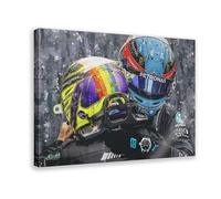 GJHTQLP Lewis Hamilton & George Russell Canvas Poster Wall Art Decor Print Picture Paintings for Living Room Bedroom Decoration 12x18inch(30x45cm)