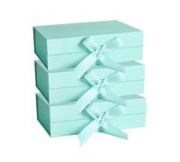 GJIE 3 Packs Gift Boxes with Lid for Presents,23x17x7 cm,with Ribbon and Magnetic, Gift Box Large Closure for Christmas, Hanukkah, Fathers Day, Weddings, Birthdays, Grooms Gifts (Green, 3 Pack)