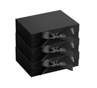GJIE 3 Packs Gift Boxes with Lid for Presents,23x17x7 cm,with Ribbon and Magnetic, Gift Box Large Closure for Christmas, Hanukkah, Fathers Day, Weddings, Birthdays, Grooms Gifts (Black, 3 Pack)