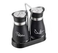 GJIE Pack of 2 Salt and Pepper Pots Salt and Pepper Shaker Salt and Pepper Set Salt Shaker Salt Pot Kitchen Accessories (Black)