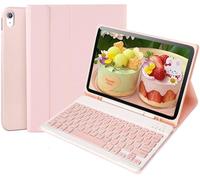 Gjinniuk Keyboard Case for iPad 10th Gen 10.9 Inch 2022 Model A2696/A2757/A2777, Built-in Pencil Holder - iPad 10th Generation Cover with Keyboard - Pink