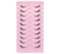 Gjinxi 10 Pairs Half Lashes Natural Look False Eyelashes Wispy Eye Lashes Look Like Extensions 3D Curly Soft 15MM Fluffy Faux Mink Lashes (Style C)