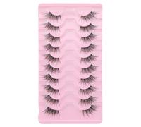 Gjinxi 10 Pairs Half Lashes Natural Look False Eyelashes Wispy Eye Lashes Look Like Extensions 3D Curly Soft 15MM Fluffy Faux Mink Lashes (Style D)