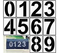 Gjinxi 10pcs Reusable Plastic Number Stencils Set, 4 Inch Craft Stencils for Cake Painting Art Address Number Templates