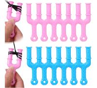 Gjinxi 12PCS Acrylic Model Y Slingshot Loom, Plastic Rubber Band Clips Slingshot Knitting Bands, Jewelry Connector Necklace Bracelet Craft Making Clasp Slingshot Weaving Accessory (Pink & Blue)