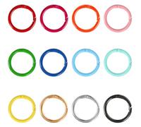 Gjinxi 12PCs Spring O Rings, 33mm Clasp O Rings Round Keychain, Multicolor Metal Key Ring Clips, Snap Clip Spring Keyrings Buckle, DIY Accessories Spring Ring for Bag, Purse