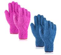Gjinxi 2 Pairs Microfiber Dusting Gloves, Soft Car Wash Mitt for Cleaning, Reusable Blind Cleaner Duster Tool, Plant Dusting Gloves Leaf Cleaning for Houseplants, Furniture Small Objects Duster Tool