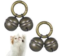Gjinxi 2 Pcs Dog Bells for Pet Tracking, Extra Loud Dog and Cat Bells for Collar, Copper Bells with Quick Clips, Durable Iron Split Ring & Lobster Bell Clip
