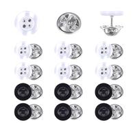 Gjinxi 20 Pcs 4-Hole No Sew Shirt Buttons and Jean Button Pins, 11mm/0.43" Resin and Metal Adjustable Reusable Replacement Buttons for Clothes Pants DIY Crafts, Black & White