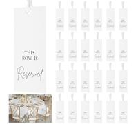 Gjinxi 24PCS Reserved Row Signs, This Row Is Reserved Seating Chair Signs Tags with Ribbon Church Pews Seating Placeholder Seat Sign Hanging for Wedding Ceremony Events Receptions Parties Celebrations