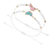 Gjinxi 2PCS BFF Bracelets for 2-Butterfly Matching Bracelets BFF Friendship Bracelet Adjustable Strand Bestfriends Bracelet Exquisite Handmade Charm Friendship Jewelry Gifts for Women Couples