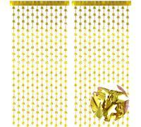 Gjinxi 2PCS Gold Glitter Paper Star Garland, 78 Inches Long Sparkling Golden Stars Banners, Hanging Decorations for 2024 New Year Graduation Wedding Baby Shower Birthday Christmas Party Decor