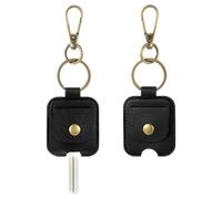 Gjinxi 2PCS Leather Car Key Sleeve, Vintage Broken Loop Replacement PU Keychain Protector, Stylish Auto Key Holder Covers for Women Men, Black