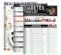 Gjinxi 3 Pcs Diabetes Food List and Meal Planner, Laminated Charts with 400+ Foods, Glycemic Index (GI), Meal Guide Plan Recipes Cookbook Healthy Diabetic Diet Chart for Type 1/2 Diabetic Diet Charts