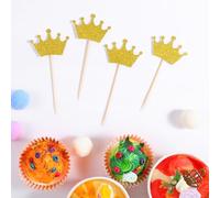 Gjinxi 30PCS Crown Cupcake Toppers Gold Glitter Queen Crown Cake Picks Cake Decorations Birthday Princess Theme Cupcake Toppers Wedding Birthday Party Cakes Decoration Supplies Princess Cakes Pick