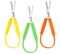 Gjinxi 3Pcs Loop Scissors for Toddlers, Adaptive, Squeeze, Loop Handle Self-Opening, Colorful Grip Scissors for Children and Adult Special Needs