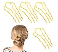 Gjinxi 4 PCS Gold Metal Hair Fork Clips 4-Tooth French Side Combs for Elegant Updos Vintage Twist Styling Tools U-Shape Hair Pins for Weddings Parties and Daily Wear Hairs Accessories for Secure Hold