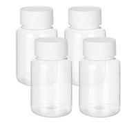 Gjinxi 4Pcs Clear Pill Bottle, 80ml Pill Box Empty Medicine Organizers Plastic Dispenser, Empty Clear Plastic Pill Bottles Chemical Containers with Caps Empty Reagent Bottle for Liquid Solid Powder