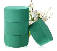 Gjinxi 4Pcs Round Floral Foam Blocks, 3.15 Inches Green Wet Dry Flower Foam Blocks for Fresh and Artificial Flowers Arrangement, Florist Foam Supplies for Wedding Aisle Flowers Party Decoration