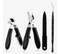 Gjinxi 4pcs Toenail Clippers for Seniors Thick Toenails, Heavy Duty Angled Head Beak Nail Cutter Adult Slanted Toe Clippers Set Stainless Steel Ingrown Toenail Cutter Long Handle for Men Women